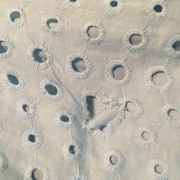 Dee Dee Dress Blue Eyelet V Neck Short Sleeve Cool Lightweight Mini Length - Picture 9 of 9